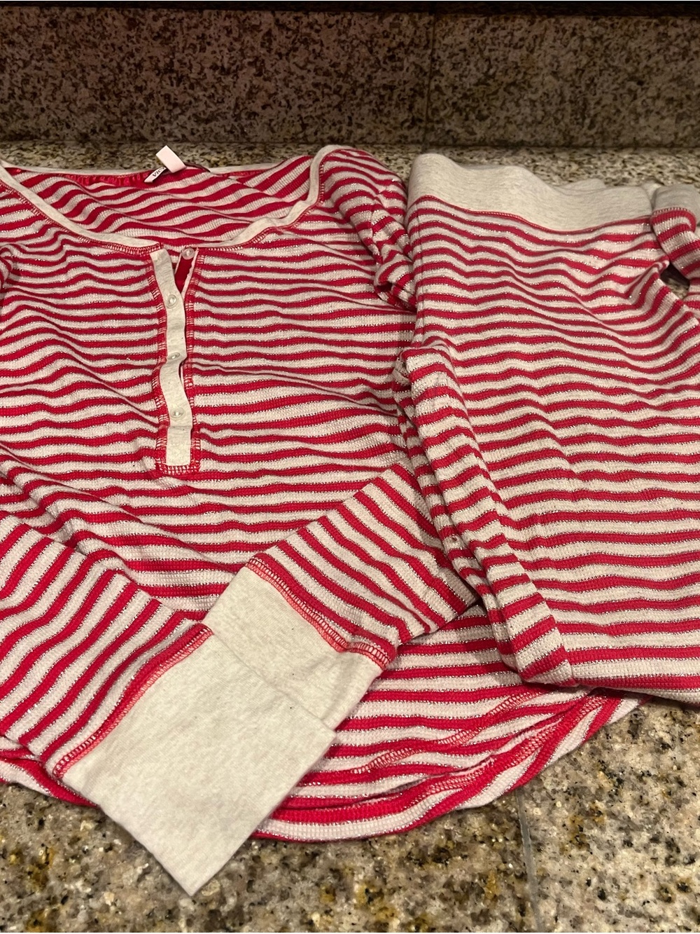 Victoria Secret Red & White Striped Pajama Set